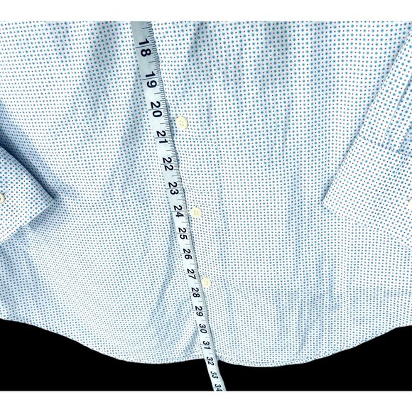 Peter Millar White Blue Dots Button Up Shirt Medium Long Sleeve Cotton Collared - Picture 10 of 10